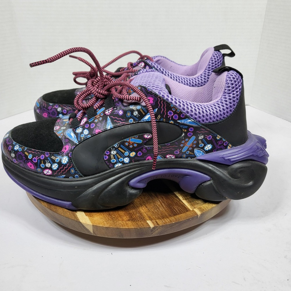 John Fluevog x Zandra Rhodes‎ Soul Speed Sneaker Mens 10 Purple Black Rare
